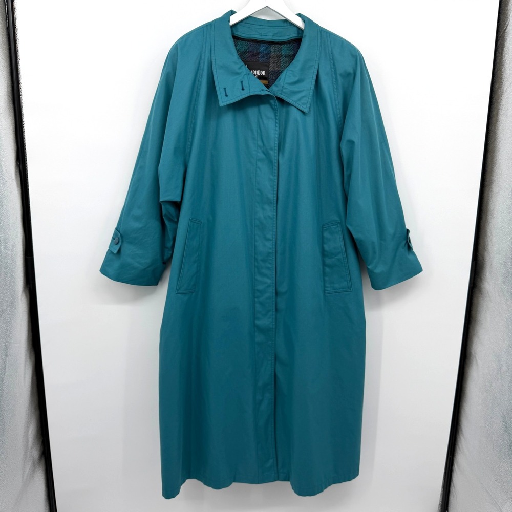 Vintage 80s London Fog Trench Overcoat Womens 22W Pockets Lined Quiet Luxury USA